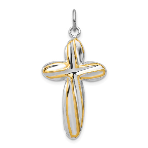 Lex & Lu Sterling Silver & Gold-tone Hollow Twist Cross Reversible Pendant - Lex & Lu