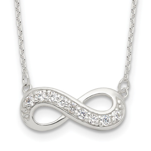 Lex & Lu Sterling Silver CZ Infinity Necklace 16.5'' - Lex & Lu