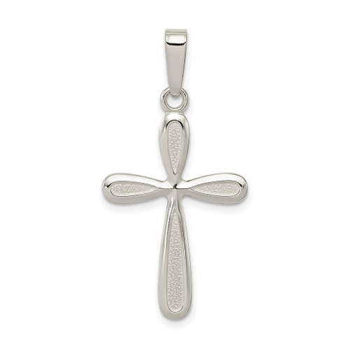 Lex & Lu Sterling Silver Polished Textured Matte Cross Pendant - Lex & Lu