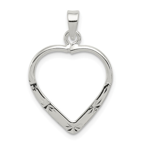 Lex & Lu Sterling Silver Polished & D/C Heart Pendant - Lex & Lu