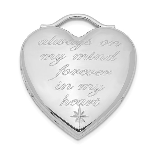 Lex & Lu Sterling Silver 24mm Always On My Mind Forever In My Heart Locket - Lex & Lu