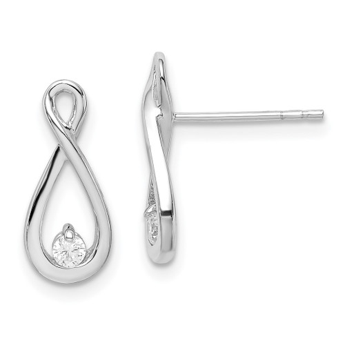 Lex & Lu Sterling Silver w/Rhodium w/CZ Post Earrings - Lex & Lu