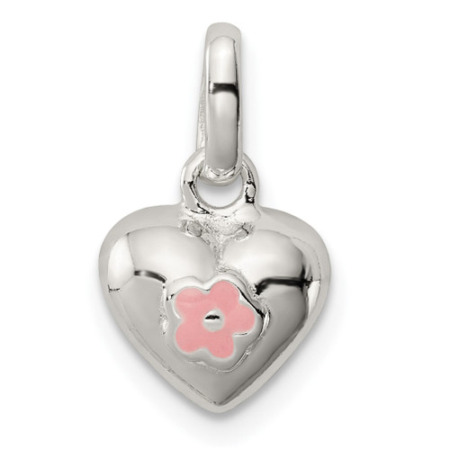 Lex & Lu Sterling Silver Pink Enamel Heart Pendant - Lex & Lu