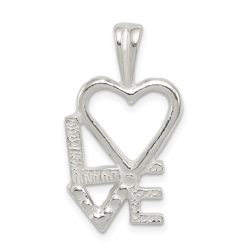 Lex & Lu Sterling Silver Polished L HEART V E Chain Slide Pendant - Lex & Lu