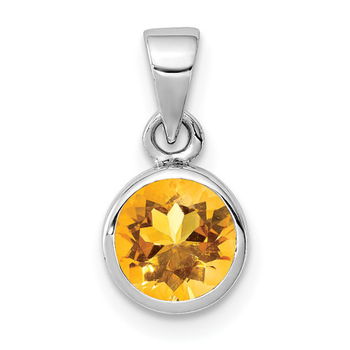 Lex & Lu Sterling Silver Polished Citrine Round Pendant - Lex & Lu