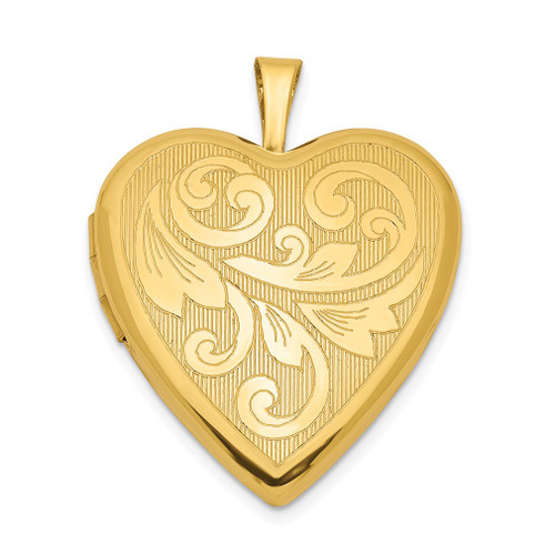 Lex & Lu Sterling Silver 20mm Gold Plated Textured/Polish Swirl Heart Locket - Lex & Lu