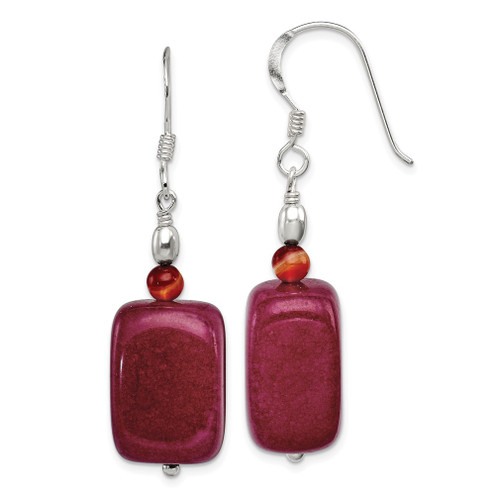 Lex & Lu Sterling Silver Carnelian and Red Jade Earrings - Lex & Lu