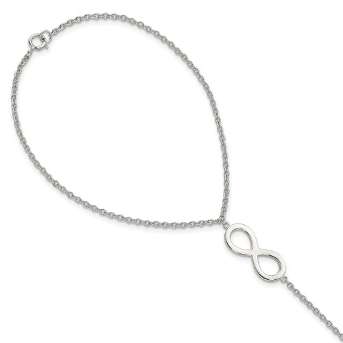 Lex & Lu Sterling Silver Polished Infinity Symbol Attached Ring/Bracelet - Lex & Lu