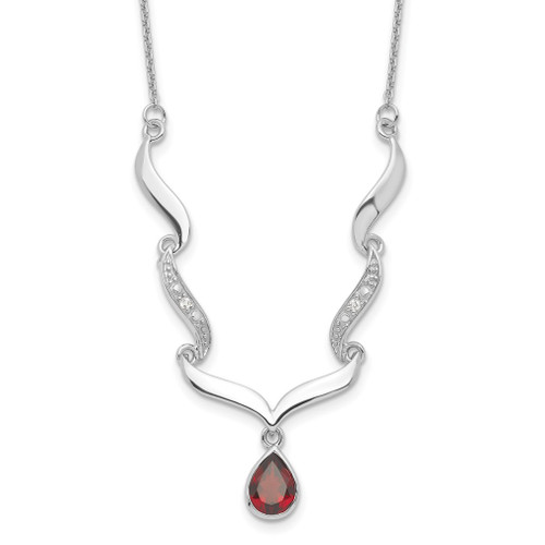 Lex & Lu Sterling Silver w/Rhodium Necklace LALQX954GA - Lex & Lu