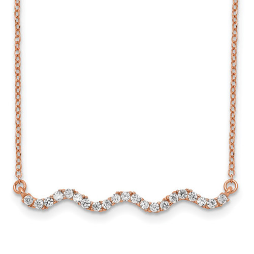 Lex & Lu Sterling Silver Rose Gold-plated CZ Necklace 18'' - Lex & Lu