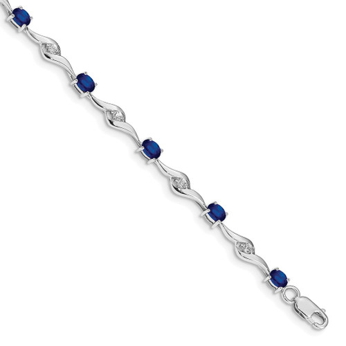 Lex & Lu 14k White Gold w/White Sapphire and Sapphire Gemstone Bracelet - Lex & Lu