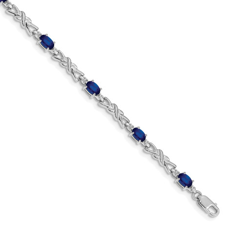 Lex & Lu 14k White Gold Diamond and Sapphire Gemstone Bracelet LAL512 - Lex & Lu