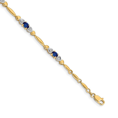 Lex & Lu 14k Yellow Gold Diamond and Sapphire Bracelet LAL519 - Lex & Lu