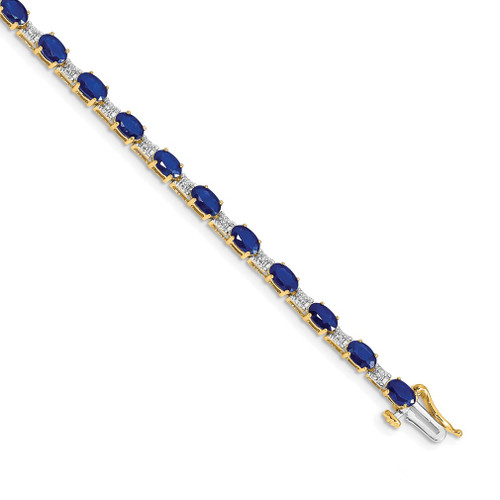 Lex & Lu 14k Yellow Gold Diamond and Sapphire Bracelet LAL531 - Lex & Lu