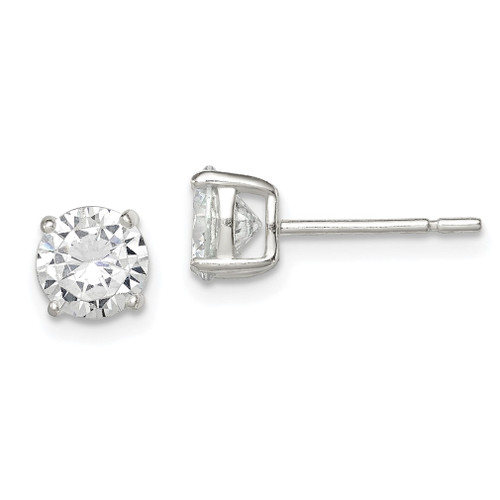 Lex & Lu Sterling Silver 6mm Round Basket Set CZ Stud Earrings LAL21822 - Lex & Lu