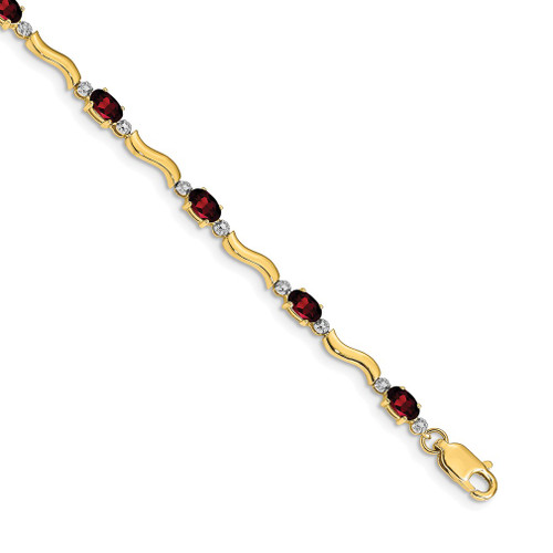 Lex & Lu 14k Yellow Gold Completed Fancy Diamond/Garnet Bracelet - Lex & Lu