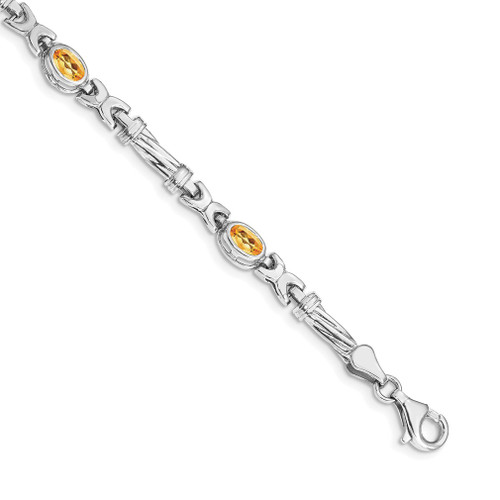 Lex & Lu 14k White Gold Citrine Bracelet - Lex & Lu