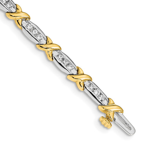 Lex & Lu 14k Two Tone Gold Polished A Quality Completed Fancy Diamond Tennis Bracelet - Lex & Lu