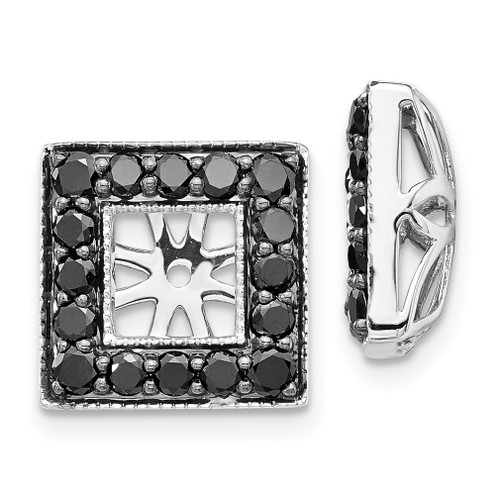 Lex & Lu 14k White Gold Black Diamond Square Jackets Earrings LAL832 - Lex & Lu