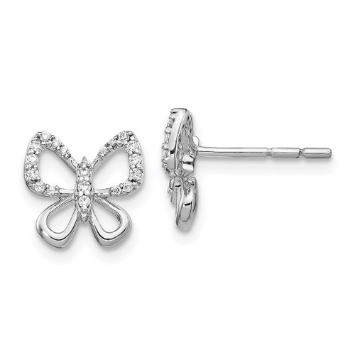 Lex & Lu 14k White Gold Diamond Butterfly Earrings LAL903 - Lex & Lu