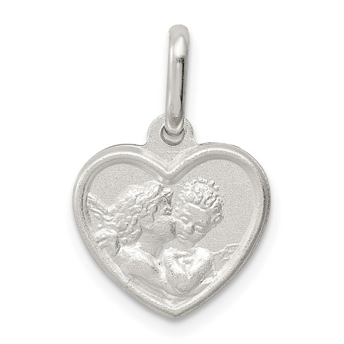 Lex & Lu Sterling Silver Satin Angel Heart Charm LAL21864 - Lex & Lu