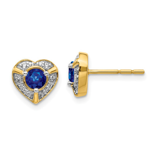 Lex & Lu 14k Yellow Gold Diamond & Sapphire Fancy Heart Earrings LAL1032 - Lex & Lu