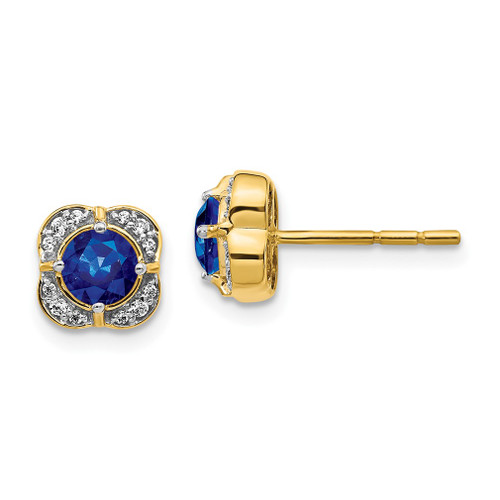 Lex & Lu 14k Yellow Gold Diamond & Sapphire Fancy Earrings LAL1051 - Lex & Lu