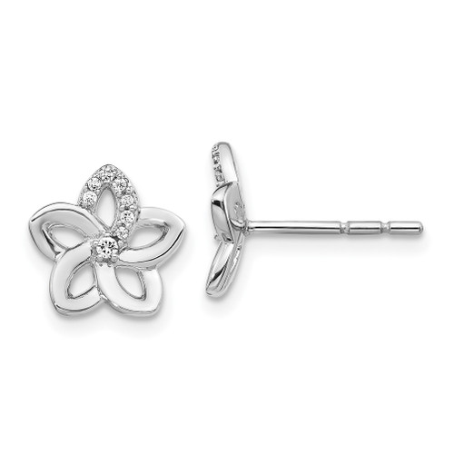 Lex & Lu 14k White Gold Diamond Flower Earrings LAL1116 - Lex & Lu