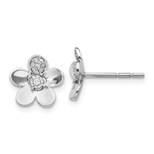 Lex & Lu 14k White Gold Diamond Flower Earrings LAL1117 - Lex & Lu