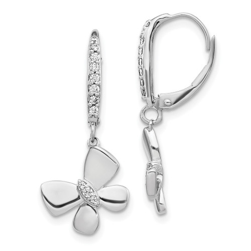 Lex & Lu 14k White Gold Diamond Butterfly Earrings LAL1132 - Lex & Lu