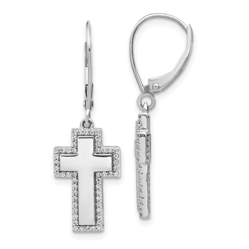 Lex & Lu 14k White Gold Diamond Fancy Cross Earrings - Lex & Lu