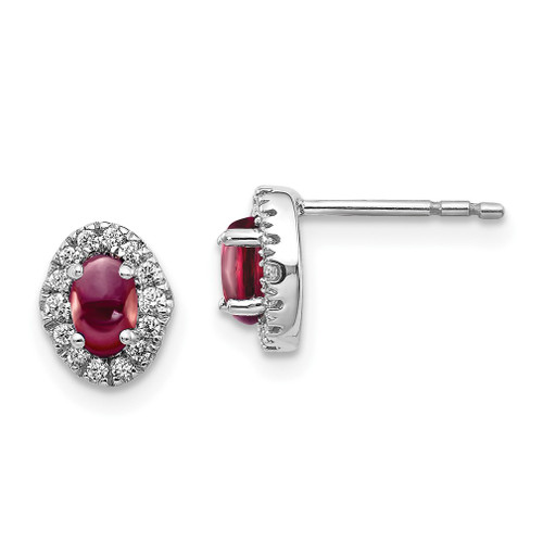 Lex & Lu 14k White Gold Diamond & Rhodolite Garnet Earrings LAL1238 - Lex & Lu