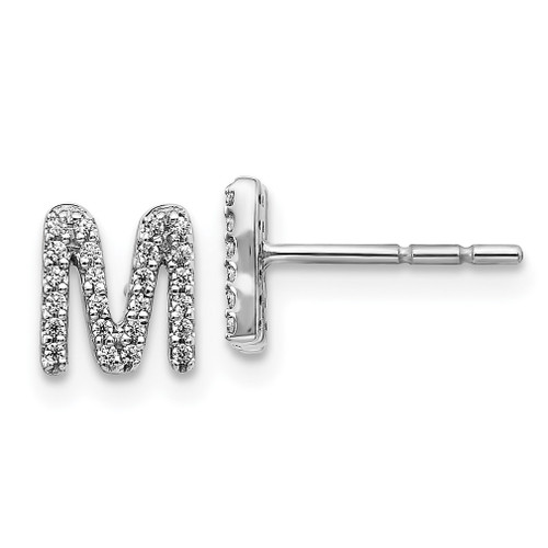 Lex & Lu 14k White Gold Diamond Initial M Earrings LAL1309 - Lex & Lu