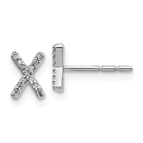 Lex & Lu 14k White Gold Diamond Initial X Earrings LAL1320 - Lex & Lu