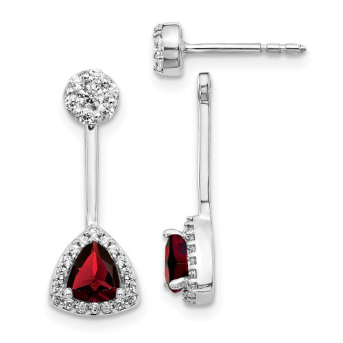 Lex & Lu 14k White Gold Diamond & Garnet Earrings LAL1434 - Lex & Lu