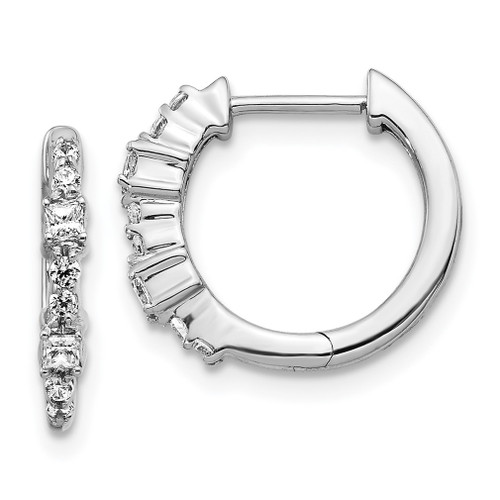 Lex & Lu 14k White Gold Diamond Hoop Earrings LAL1520 - Lex & Lu