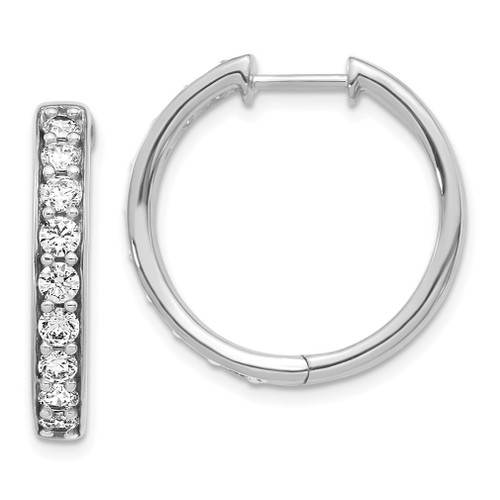 Lex & Lu 14k White Gold Diamond Hoop Earrings LAL1558 - Lex & Lu