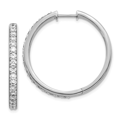 Lex & Lu 14k White Gold Diamond Hoop Earrings LAL1576 - Lex & Lu