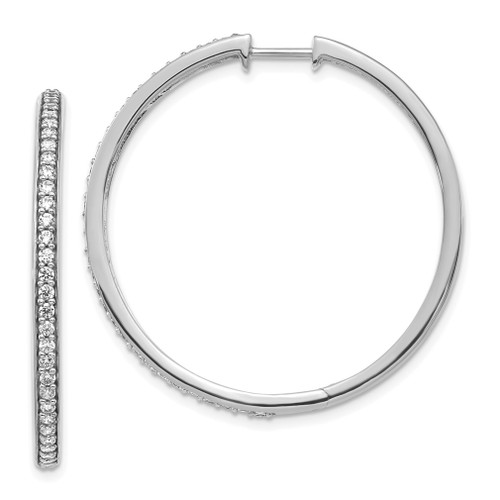 Lex & Lu 14k White Gold Diamond Hoop Earrings LAL1582 - Lex & Lu