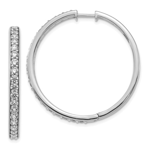 Lex & Lu 14k White Gold Diamond Hoop Earrings LAL1588 - Lex & Lu