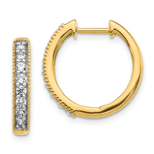 Lex & Lu 14k Yellow Gold Diamond Milgrain Hoop Earrings LAL1593 - Lex & Lu