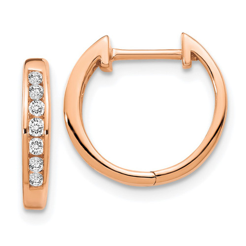 Lex & Lu 14k Rose Gold Polished Diamond Post Hoop Earrings LAL1686 - Lex & Lu