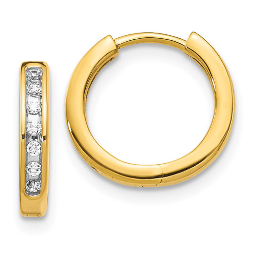 Lex & Lu 14k Yellow Gold Diamond Hinged Hoop Earrings LAL1713 - Lex & Lu