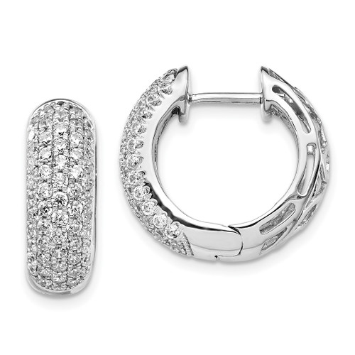 Lex & Lu 14k White Gold Diamond Hinged Hoop Earrings LAL1758 - Lex & Lu