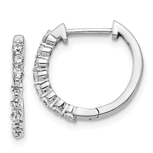 Lex & Lu 14k White Gold Diamond Hinged Hoop Earrings LAL1760 - Lex & Lu