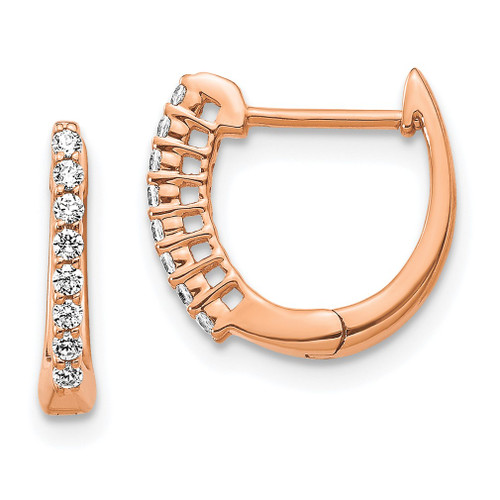 Lex & Lu 14k Rose Gold Polished Diamond Hinged Hoop Earrings LAL1776 - Lex & Lu