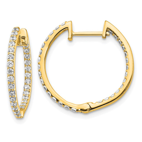 Lex & Lu 14k Yellow Gold Diamond In & Out Hinged Hoop Earrings LAL1832 - Lex & Lu