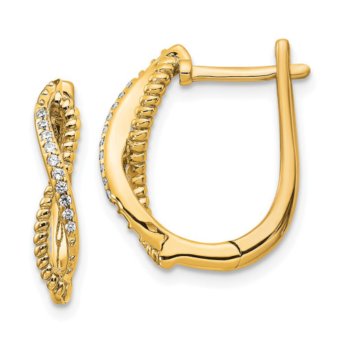 Lex & Lu 14k Yellow Gold Diamond & Twisted Rope Hinged Post Earrings - Lex & Lu