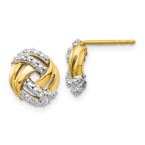 Lex & Lu 14k Yellow Gold w/Rhodium Diamond Accents Round Post Earrings - Lex & Lu