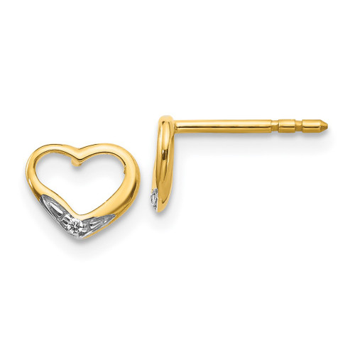 Lex & Lu 14k Yellow Gold w/Rhodium Diamond Heart Post Earrings LAL1965 - Lex & Lu